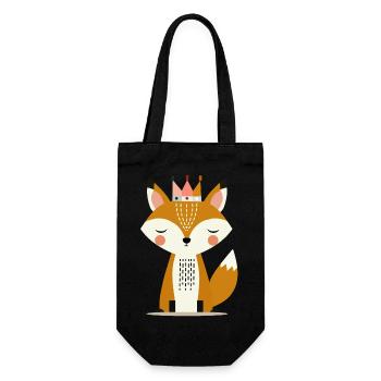 Cute Fox with Crown – Minimalist Art - Gift Bag for Bottles - black - Front