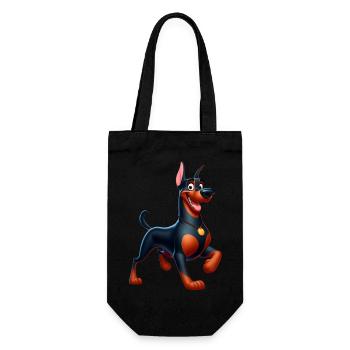 Dobermann 4 - Geschenkbeutel für Flaschen - Schwarz - Vorne