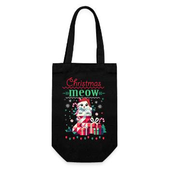 Chat espiègle en bas - Style de Noël laid - Sac à bouteille - noir - Devant