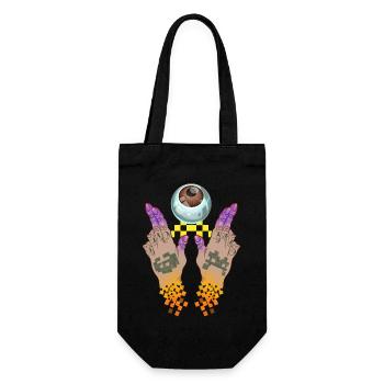 hands eye print - Gift Bag for Bottles - black - Front