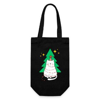 Cat Christmas Christmas Tree - Gift Bag for Bottles - black - Front