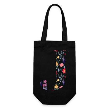 Personalisierter Blumenbrief j - Geschenkidee - Geschenkbeutel für Flaschen - Schwarz - Vorne