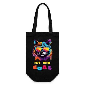 Katze "Ist mir egal" - Geschenkbeutel für Flaschen - Schwarz - Vorne