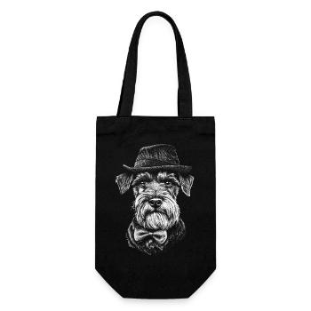 Schnauzer Hut Hunde Hund Mittelschnauzer - Geschenkbeutel für Flaschen - Schwarz - Vorne