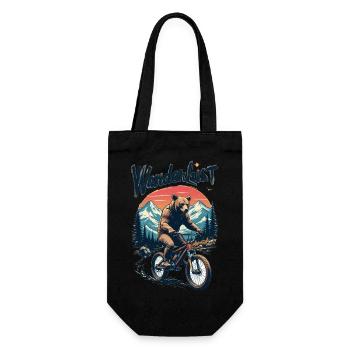 Grizzly on Bike - Wanderlust - Geschenkbeutel für Flaschen - Schwarz - Vorne
