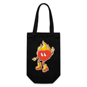 Retro Flaming Heart mit groovigen Stiefeln - Geschenkbeutel für Flaschen - Schwarz - Vorne