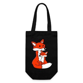 2 Foxes Mother Red Fox Little Child Father Mom - Gift Bag for Bottles - black - Front