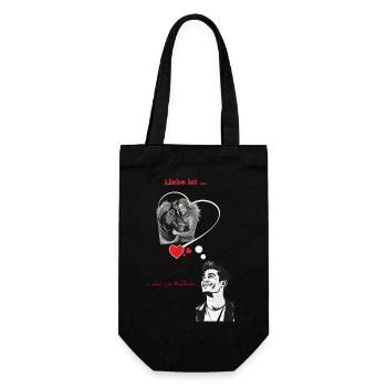 Liebe ist.. - Geschenkbeutel für Flaschen - Schwarz - Vorne