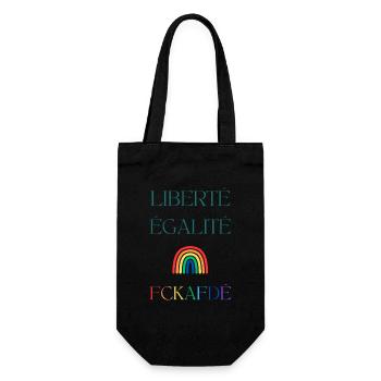 LIBERTÉ EGALITÉ FCKAFDÉ - Regenbogen Design FCKAFD - Geschenkbeutel für Flaschen - Schwarz - Vorne