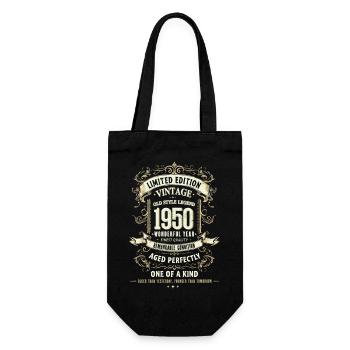 Geboren 1950, Baujahr 1950 Geburtstags Shirt Retro - Geschenkbeutel für Flaschen - Schwarz - Vorne