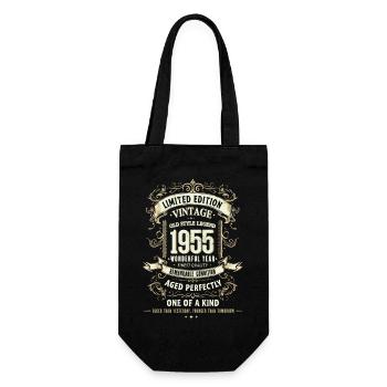 Geboren 1955, Baujahr 1955 Geburtstags Shirt Retro - Geschenkbeutel für Flaschen - Schwarz - Vorne