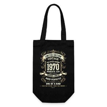 Geboren 1970, Baujahr 1970 Geburtstags Shirt Retro - Geschenkbeutel für Flaschen - Schwarz - Vorne