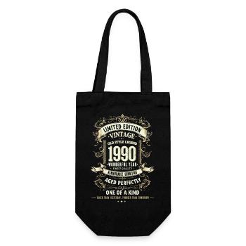 Geboren 1990, Baujahr 1990 Geburtstags Shirt Retro - Geschenkbeutel für Flaschen - Schwarz - Vorne