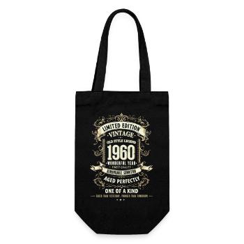 Geboren 1960, Baujahr 1960 Geburtstags Shirt Retro - Geschenkbeutel für Flaschen - Schwarz - Vorne