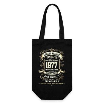 Geboren 1977, Baujahr 1977 Geburtstags Shirt Retro - Geschenkbeutel für Flaschen - Schwarz - Vorne
