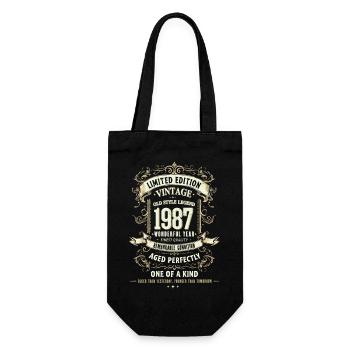 Geboren 1987, Baujahr 1987 Geburtstags Shirt 80er - Geschenkbeutel für Flaschen - Schwarz - Vorne