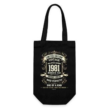 Geboren 1981, Baujahr 1981 Geburtstags Shirt 80er - Geschenkbeutel für Flaschen - Schwarz - Vorne