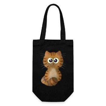 Katze 3 - Geschenkbeutel für Flaschen - Schwarz - Vorne