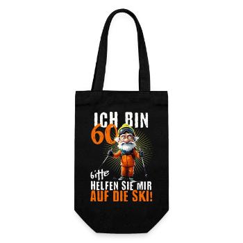 ICH BIN 60 BITTE HELFEN SIE MIR AUF DIE SKI - Geschenkbeutel für Flaschen - Schwarz - Vorne