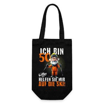 ICH BIN 50 BITTE HELFEN SIE MIR AUF DIE SKI - Geschenkbeutel für Flaschen - Schwarz - Vorne