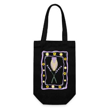 Summer Provence Vibes - Zikade und Lavendel - Geschenkbeutel für Flaschen - Schwarz - Vorne