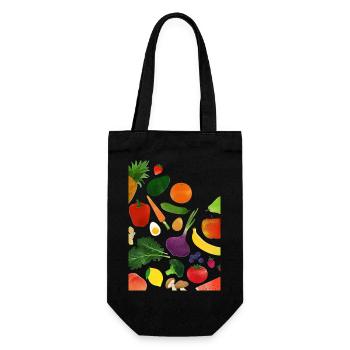 Obst - Geschenkbeutel für Flaschen - Schwarz - Vorne