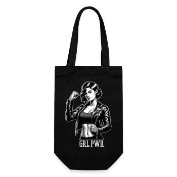 Strong Woman GRL PWR Rockabilly Leather Jacket Gift - Gift Bag for Bottles - black - Front