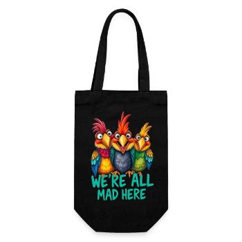 Crazy birds - we are all mad here 1 - Gift Bag for Bottles - black - Front