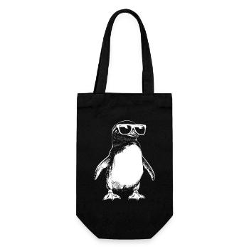 Lustig Pinguin Sonnenbrille Sommer - Geschenkbeutel für Flaschen - Schwarz - Vorne