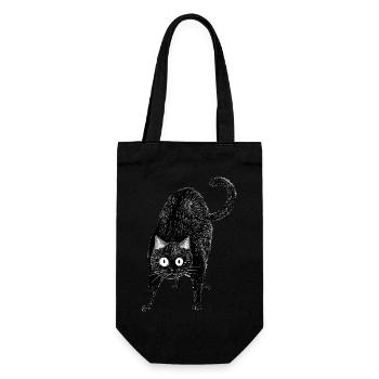 Schwarze Katze - Geschenkbeutel für Flaschen - Schwarz - Vorne