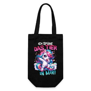 Einhorn Dab Shirt – Ich spüre das Tier in mir - Geschenkbeutel für Flaschen - Schwarz - Vorne