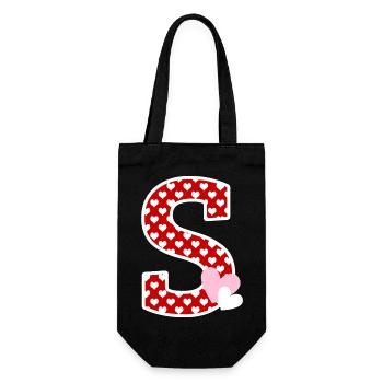 Lettre S cœur - Sac à bouteille - noir - Devant