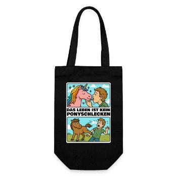 Das Leben ist kein Ponyschlecken - Geschenkbeutel für Flaschen - Schwarz - Vorne
