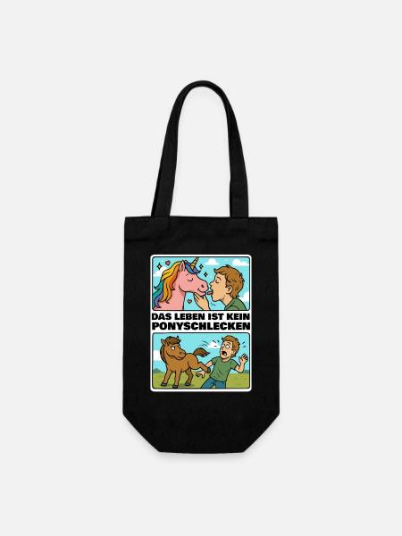 Das Leben ist kein Ponyschlecken - Geschenkbeutel für Flaschen - Schwarz