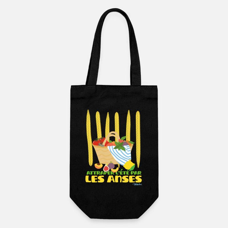 Den Sommer mit den Griffen des Korbes einfangen - Geschenkbeutel für Flaschen - Schwarz
