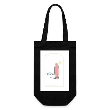 Surfbrett Sonnenaufgang Design - Geschenkbeutel für Flaschen - Schwarz - Vorne