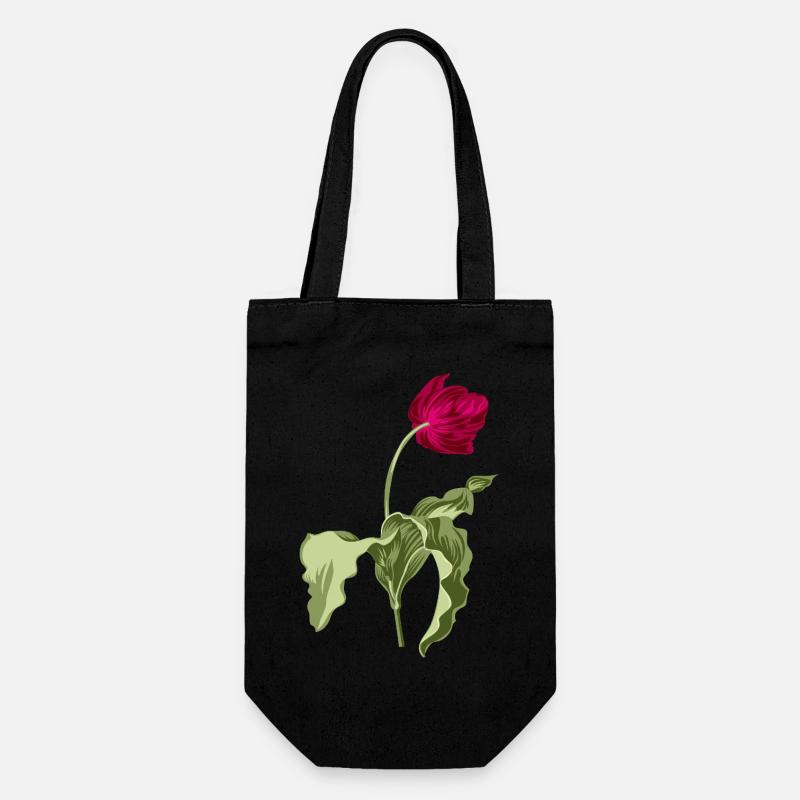 Elegant Tulip Illustration - Gift Bag for Bottles - black