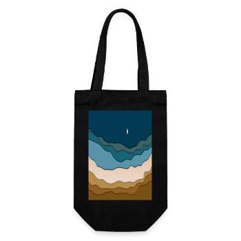 Abstraktes Strand-Design - Surfboard im Ozean - Geschenkbeutel für Flaschen - Schwarz - Vorne