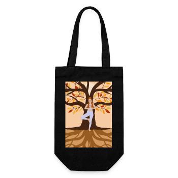 Lifestyle Yoga – Baumhaltung, Balance - Geschenkbeutel für Flaschen - Schwarz - Vorne
