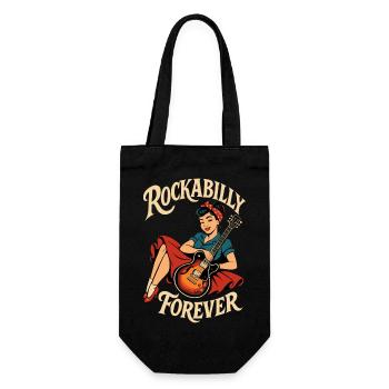 Rockabilly Revival woman with guitar - Gift Bag for Bottles - black - Front
