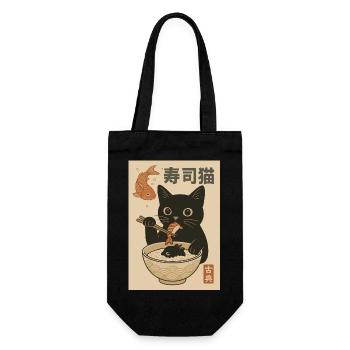 Sushi chat à la japonaise - Sac à bouteille - noir - Devant