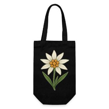 Edelweiss Blume - Geschenkbeutel für Flaschen - Schwarz - Vorne