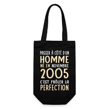 20th Birthday - Born in November 2005 - Gift Bag for Bottles - black - Front