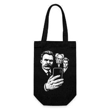 Nietzsche selfie with Schopenhauer and Kierkegaard - Gift Bag for Bottles - black - Front
