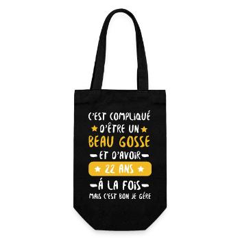 Handsome 22 Year Old Kid, Birthday Humor - Gift Bag for Bottles - black - Front