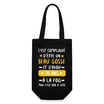 Beau gosse 50 ans, Humour anniversaire - Sac à bouteille - noir - Devant