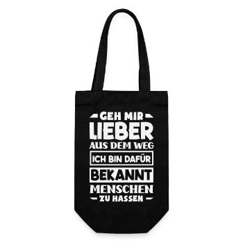 Geh mir aus dem Weg – ich hasse Menschen - Geschenkbeutel für Flaschen - Schwarz - Vorne