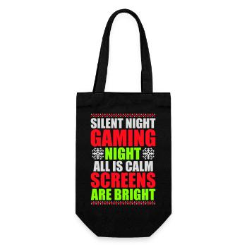 Silent Night Gaming Night All Calm Screens Bright - Geschenkbeutel für Flaschen - Schwarz - Vorne