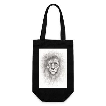 Very serious lion - Gift Bag for Bottles - black - Front