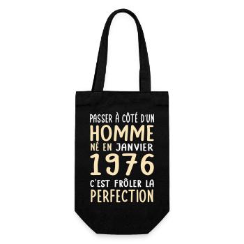 Anniversaire 50 ans - Né en Janvier 1976 - Sac à bouteille - noir - Devant